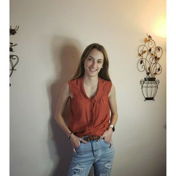 Blouse Tops - Papaya Burnt Orange Tank Blouse